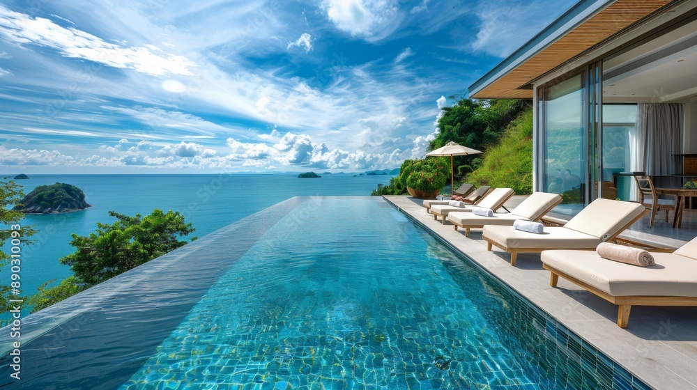 Fototapeta premium Luxury Oceanfront Infinity Pool Resort