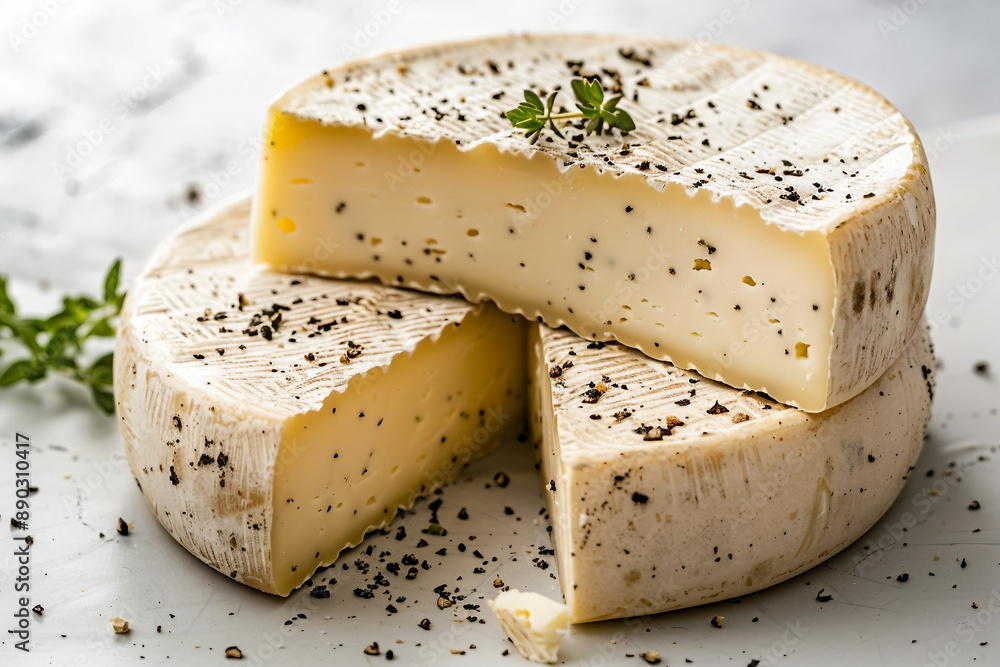 AI generated image of natural tasty cheese set isolated on white color background created with generative ai AI generated image of natural tasty cheese set isolated on white color background created with generative ai