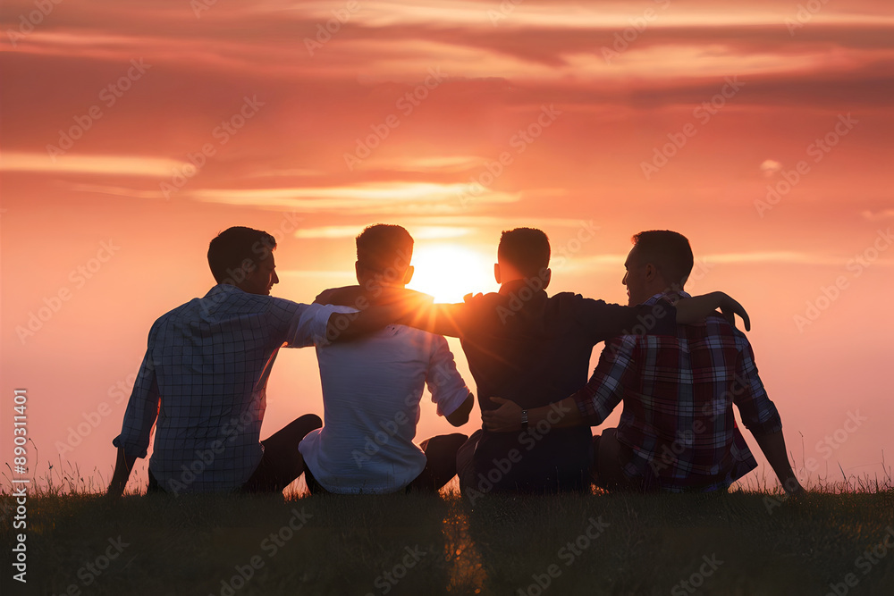 Happy Friendship Day Sunset Celebration: Friends Hugging, Bonding, and Enjoying Togetherness in a Beautiful Sunset Scene - Perfect for Friendship Day Celebration Happy Friendship Day Sunset Celebration: Friends Hugging, Bonding, and Enjoying Togetherness in a Beautiful Sunset Scene - Perfect for Friendship Day Celebration