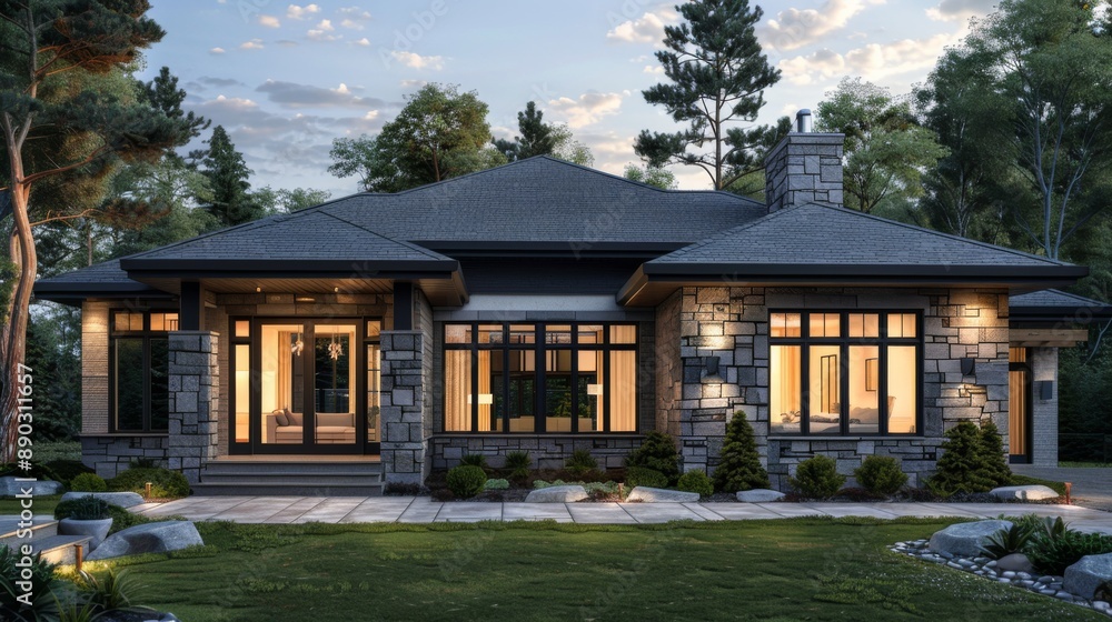 Rustic Modern Home at Dusk Rustic Modern Home at Dusk