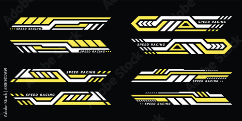 Decal stripes. Speed lines, Sports stripes, racing tuning strips and car sticker vector set. Vector illustration