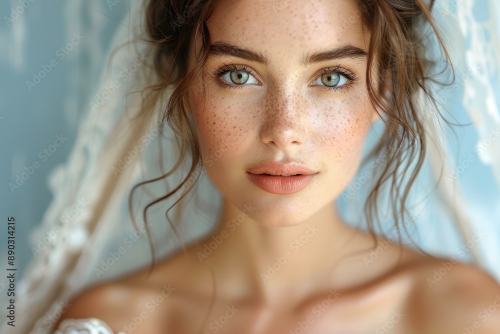 Closeup portrait of a beautiful woman in white dress, for bijouterie and jewelry mockup Closeup portrait of a beautiful woman in white dress, for bijouterie and jewelry mockup