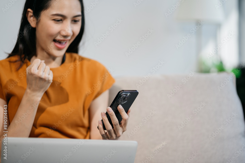 Asian business woman are excited business success with inspiration from their excellent financial results that are happy working in a modern office on a computer. Asian business woman are excited business success with inspiration from their excellent financial results that are happy working in a modern office on a computer.