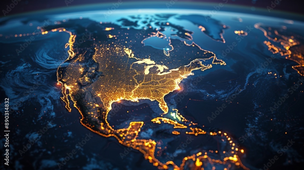 Obraz premium North America from Space at Night