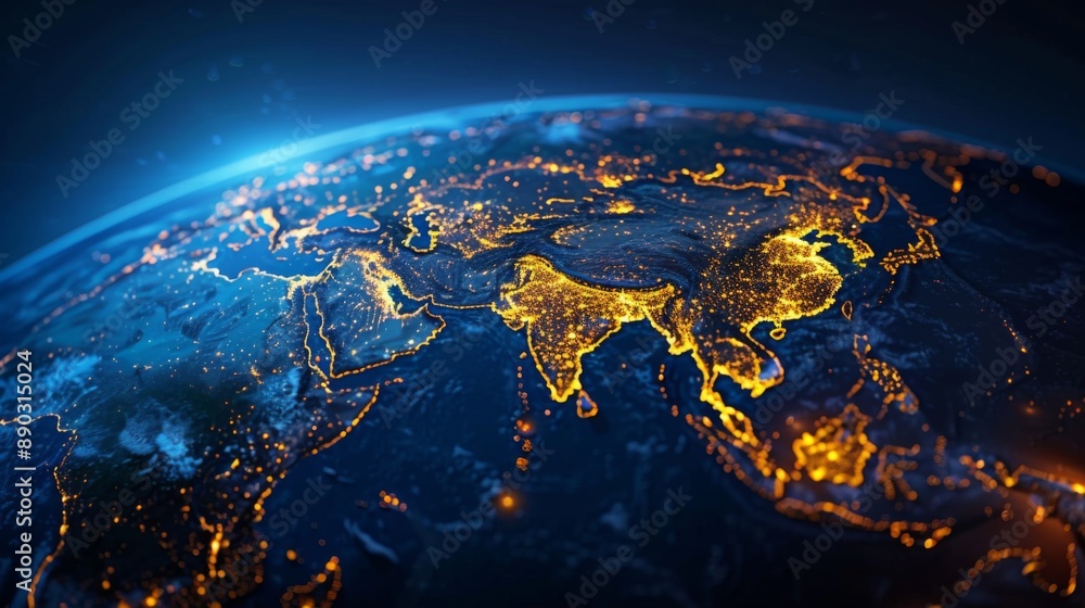 Fototapeta premium Nighttime View of Earth from Space