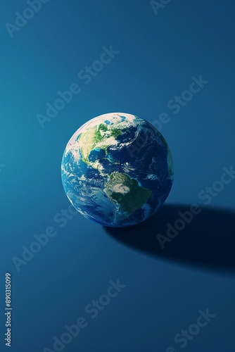 minimalistic logo saying , blue background, earth in background, Hyper-realistic photography, realistic light and shadow, luminous effects, 3D, ue5, Unreal Engine, generative ai