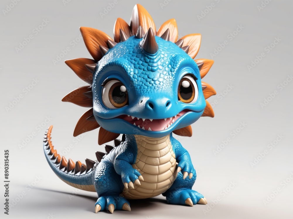 3D illustration of cute dinosaur isolated on white background 3D illustration of cute dinosaur isolated on white background