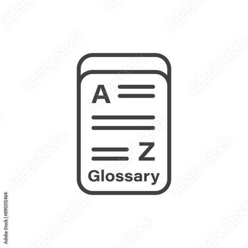 Glossary book icon in flat style. Guidebook encyclopedia vector illustration on isolated background. A-Z notebook sign business concept.