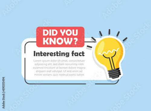 Did you know icon in flat style. Banner with frame and bulb vector illustration on white isolated background. Explanation sign business concept.