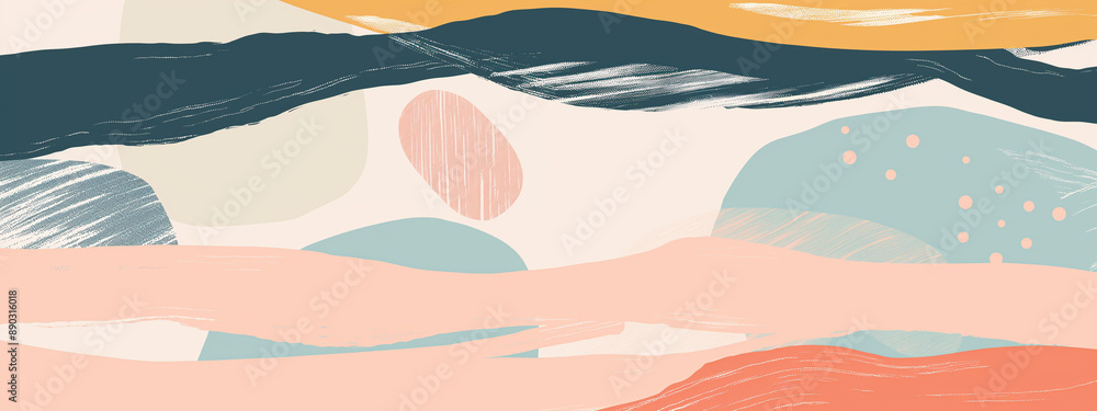 abstract illustration with summer vibes and wavy beach style, abstract watercolor paint banner with sea waves in minimalist pastel look abstract illustration with summer vibes and wavy beach style, abstract watercolor paint banner with sea waves in minimalist pastel look