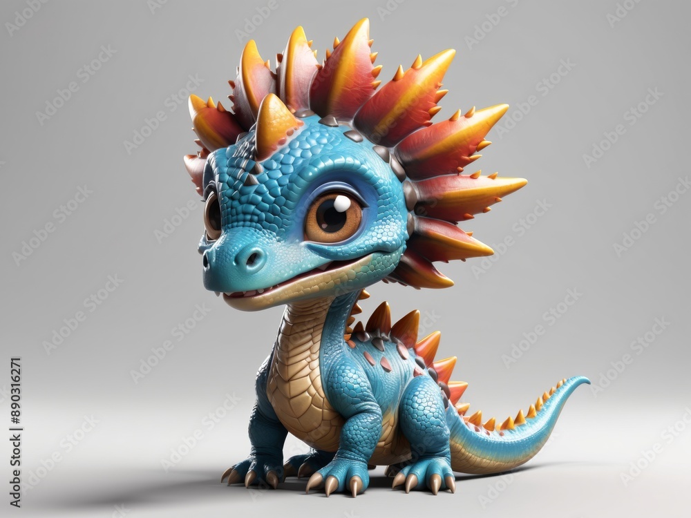 3D illustration of cute dinosaur isolated on white background 3D illustration of cute dinosaur isolated on white background