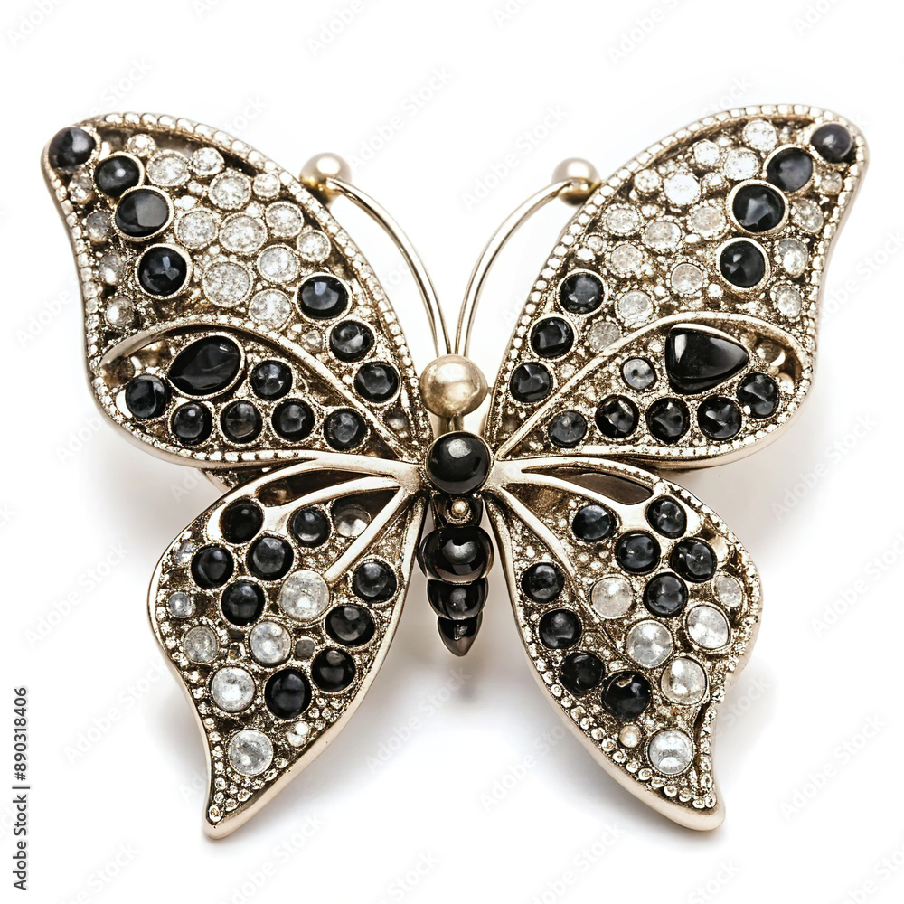 Fototapeta premium Metal product with a butterfly inlaid with stones