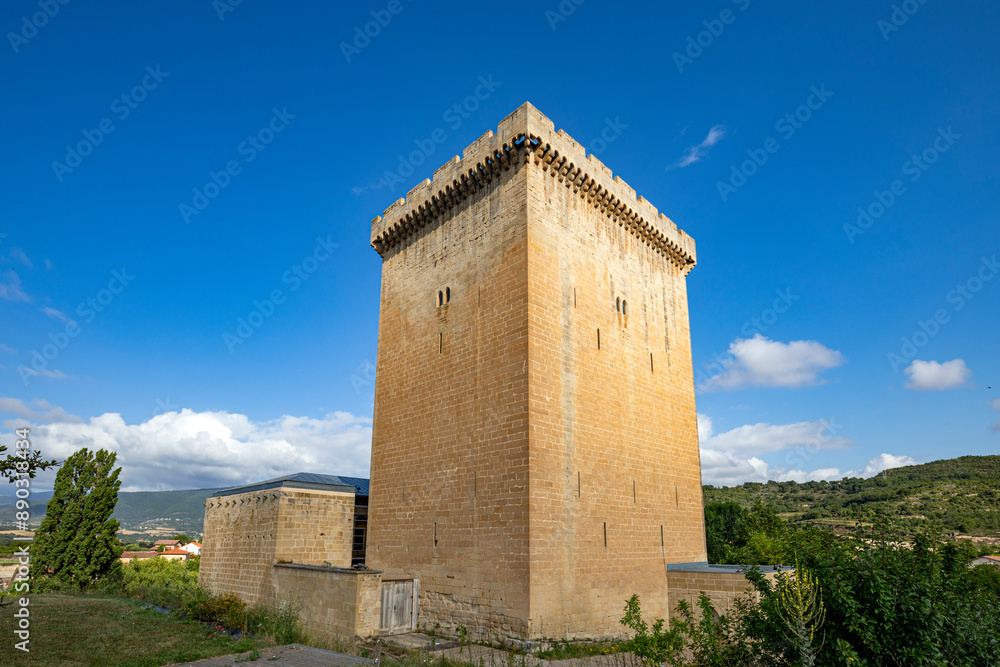 Tower of the Orgaz (Orgaztarren Dorrea) in the town of Fontecha, Alava, Basque Country, Spain, medieval defensive tower with battlements Tower of the Orgaz (Orgaztarren Dorrea) in the town of Fontecha, Alava, Basque Country, Spain, medieval defensive tower with battlements