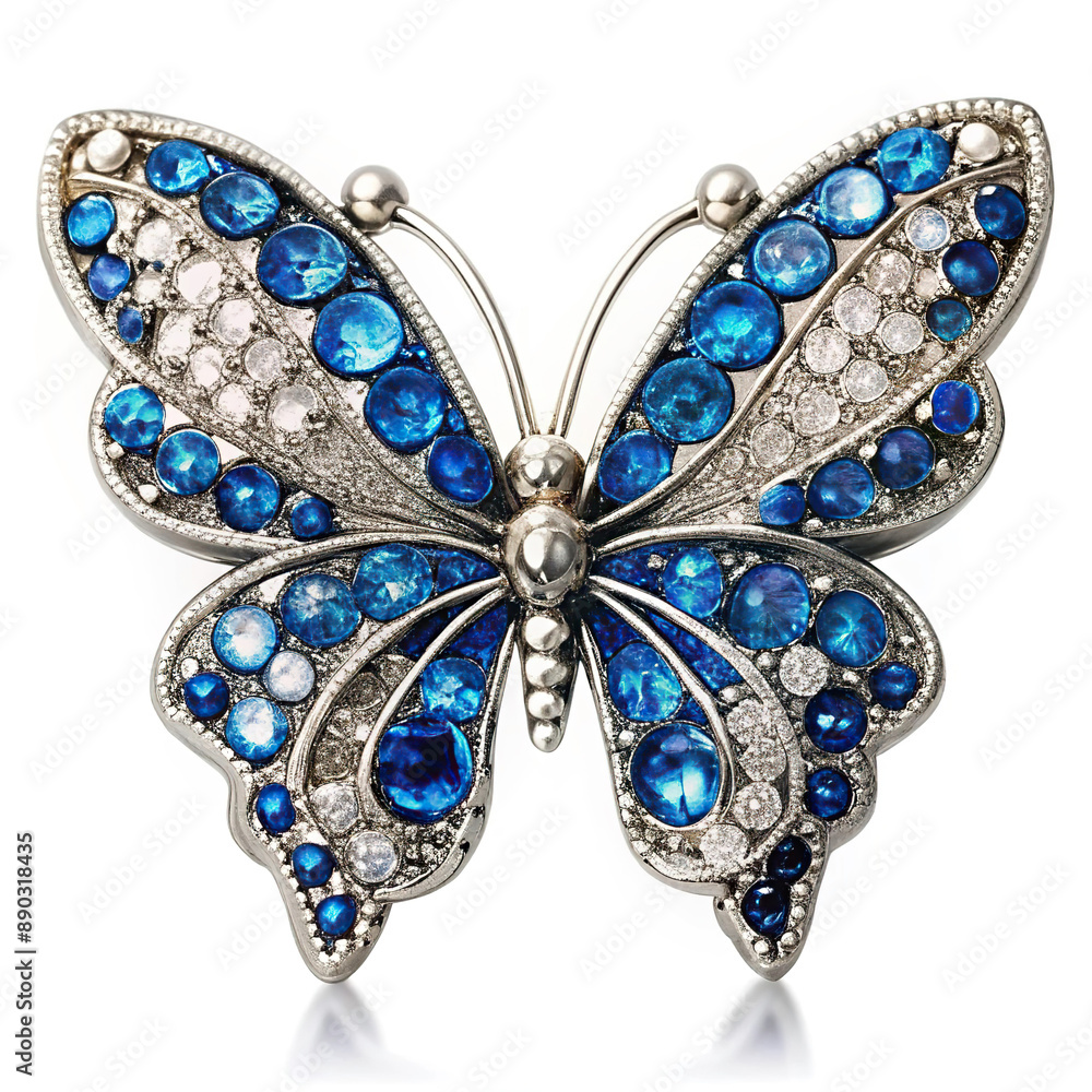 Fototapeta premium A brooch in the form of a butterfly with blue stones