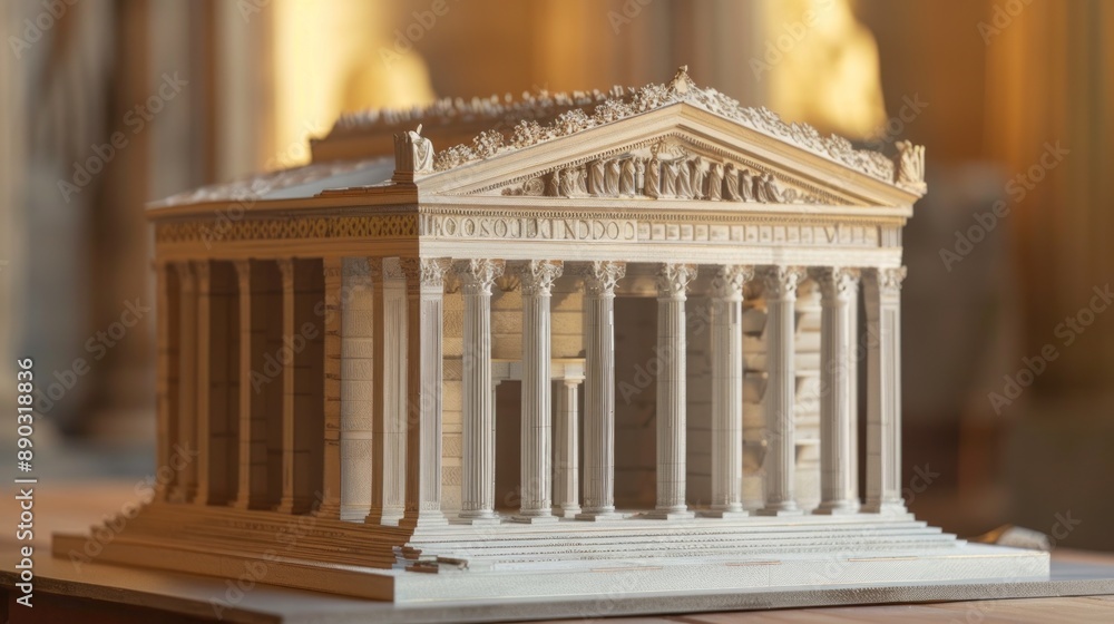 Fototapeta premium Generate a photo realistic image of a maquette illustrating the restoration of a historical monument or architectural landmark; ensure the image is of high resolution for clear and detailed quality,
