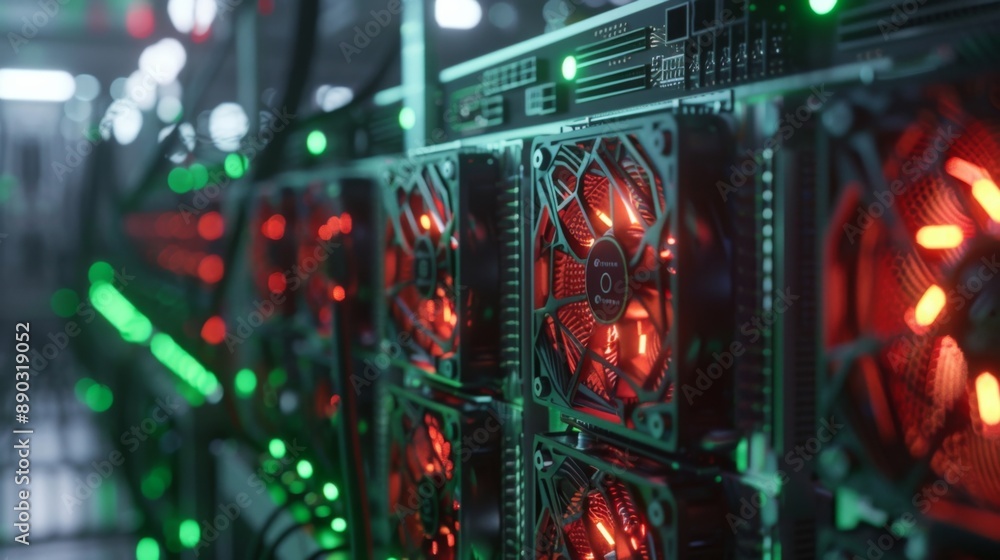 High-tech Data Center with LED-lit Servers High-tech Data Center with LED-lit Servers