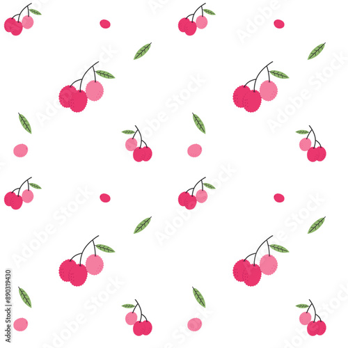 Wallpaper Mural Web Seamless pattern of pink lychee on a white background. Torontodigital.ca