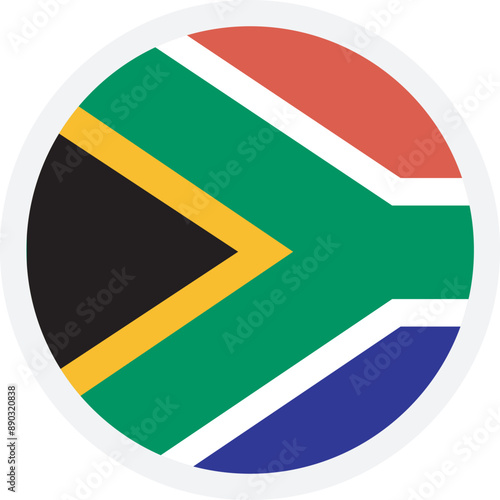 South Africa flag vector round icon. Circle icon on transparent background. Icon for mobile apps, UI and web design. EPS10