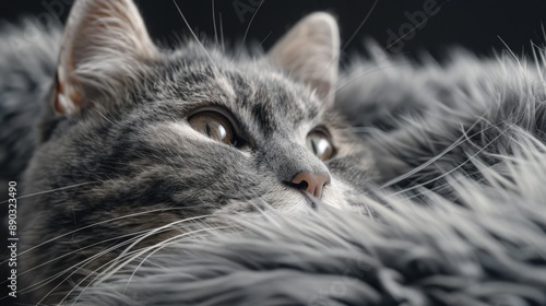 Gray Cat s Striped Fur photo