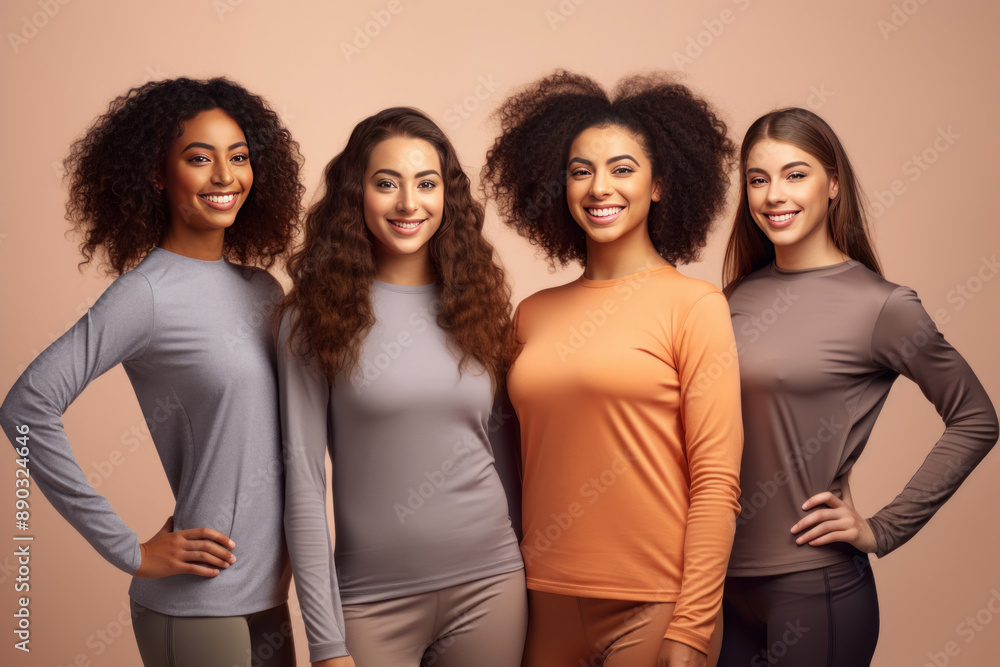 Smiling Fit Multi Ethnic Girls, Happy Diverse Young Women Smiling Fit Multi Ethnic Girls, Happy Diverse Young Women