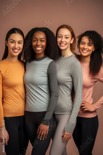 Wallpaper Mural Smiling Fit Multi Ethnic Girls, Happy Diverse Young Women Torontodigital.ca