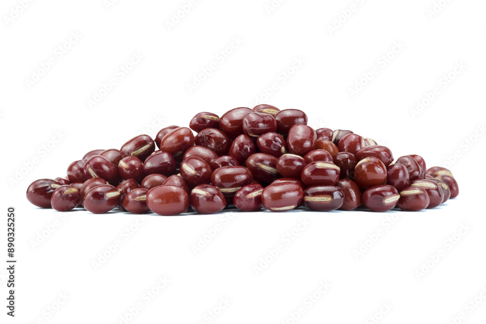 Heap of Azuki beans (Japanese red bean or red mung bean) isolated on white background with clipping path closed up. Heap of Azuki beans (Japanese red bean or red mung bean) isolated on white background with clipping path closed up.