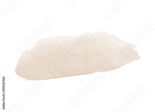 Pastel beige watercolor blot background. Brush stroke abstract shape. Paint stain wallpaper.