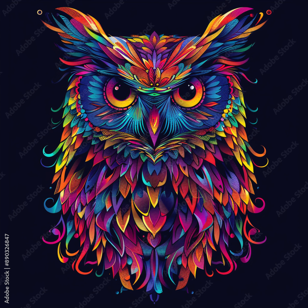 abstract neon owl on black background abstract neon owl on black background