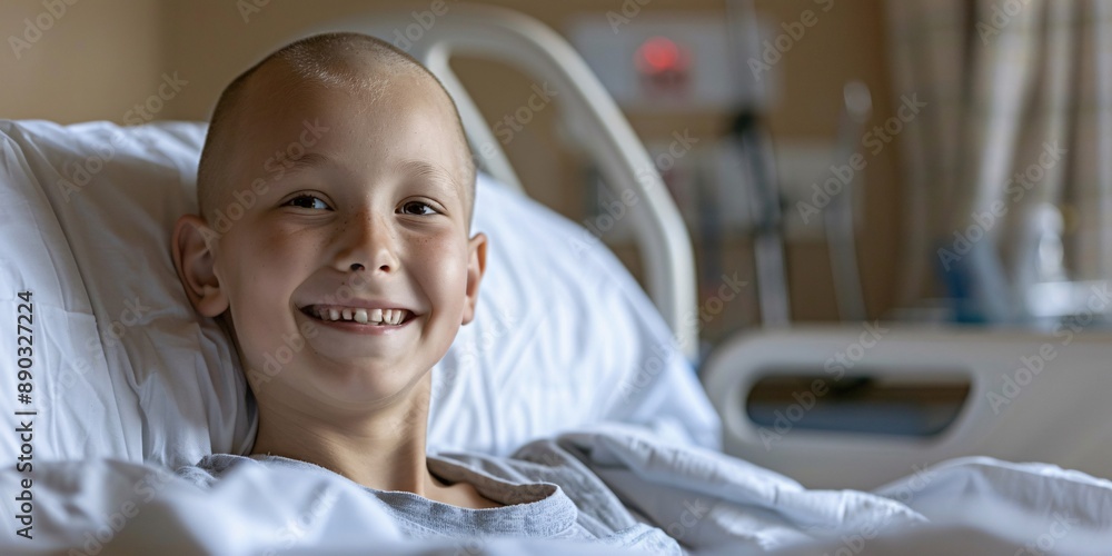 Portrait of a cute little boy lying in the hospital bed. Portrait of a cute little boy lying in the hospital bed.