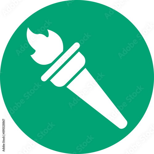 Olympic flame glyph circle icon