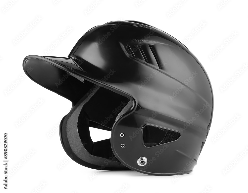 Fotografie One black baseball helmet isolated on white