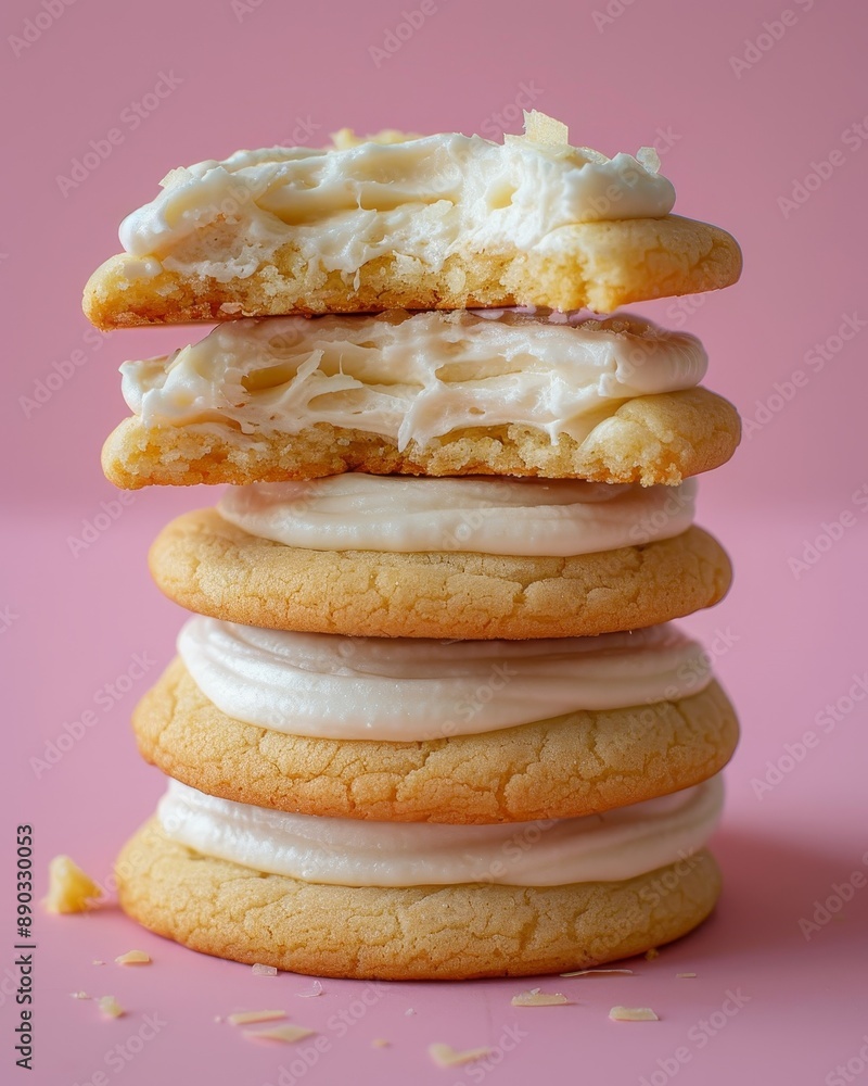 Stack of Four Creamy White Chocolate Chip Cookies Stack of Four Creamy White Chocolate Chip Cookies