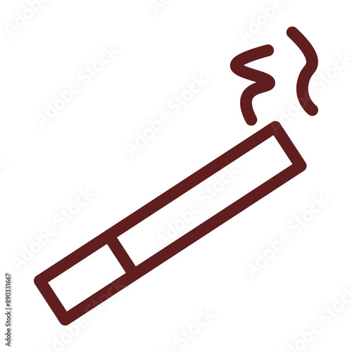 Cigarette Vector Line Maroon Icon Design