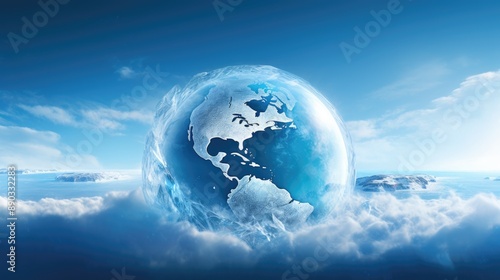 Fototapeta Naklejka Na Ścianę i Meble -  frozen planet earth in cold winter illustration