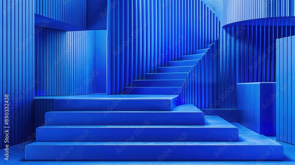 Fototapeta premium Modern Minimalistic Abstract Staircase in Blue Tones