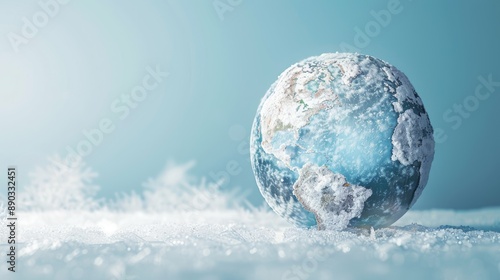 Fototapeta Naklejka Na Ścianę i Meble -  frozen planet earth in cold winter illustration