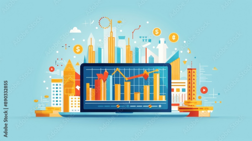 Investment portfolio management, diverse assets and risks, flat design illustration Investment portfolio management, diverse assets and risks, flat design illustration
