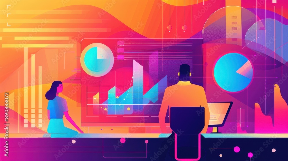 Large-scale data analysis, AI-driven insights, flat design illustration Large-scale data analysis, AI-driven insights, flat design illustration
