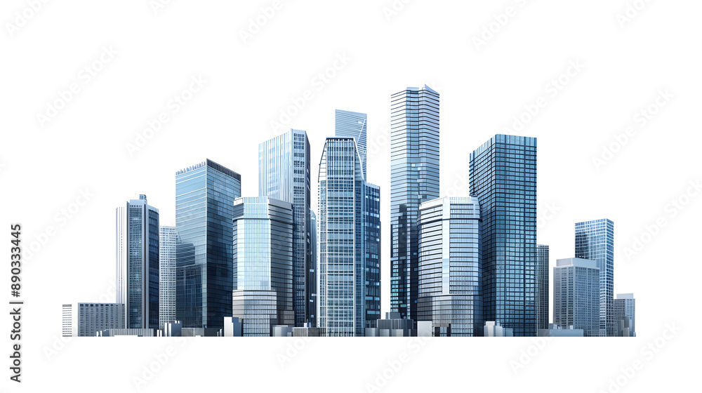 Fototapeta premium Modern Skyscrapers Cityscape isolated on transparent background