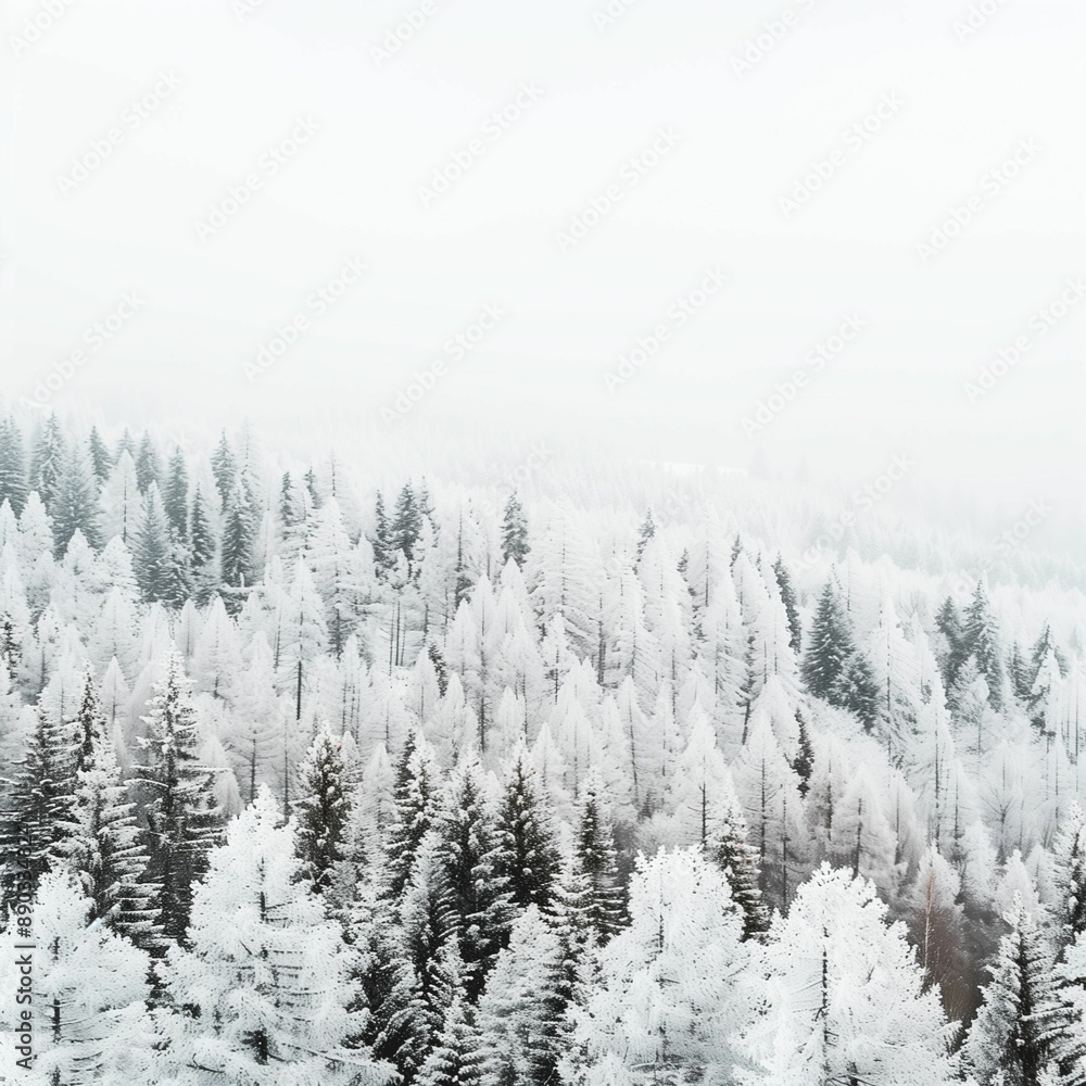 Fototapeta premium winter background with a minimalistic landscape with a forest. A Christmas landscape with a forest in gray tones.