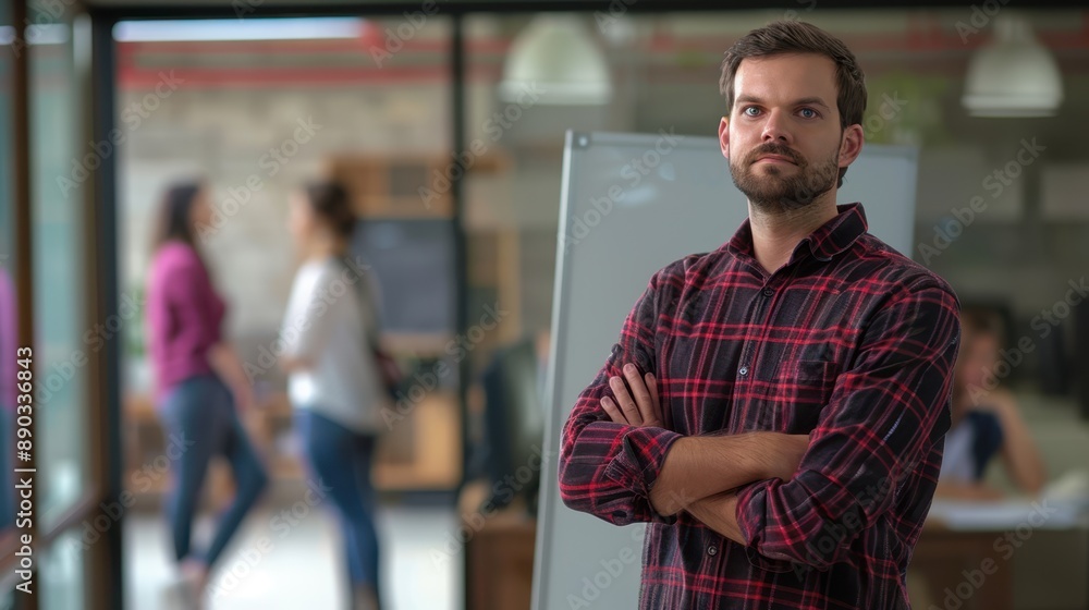 Obraz premium The man in plaid shirt