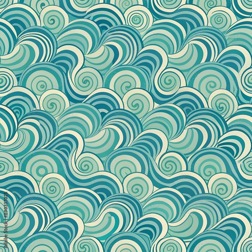 Soothing Blue and Green Waves and Curves Pattern Soothing Blue and Green Waves and Curves Pattern