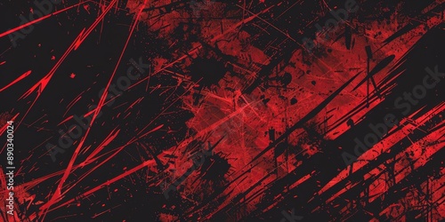 Abstract Dark and Red Grunge Background with Distressed Textures
