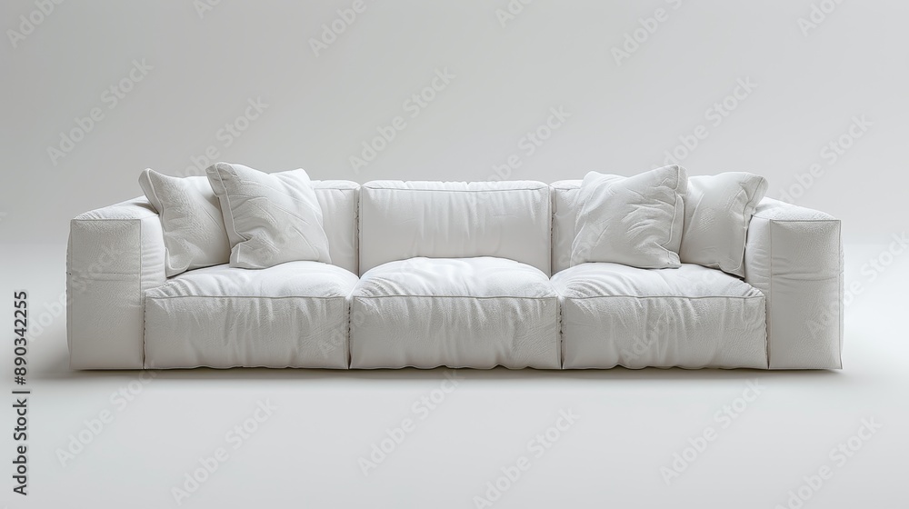 White Modular Sofa With Cushions in a Studio Setting White Modular Sofa With Cushions in a Studio Setting