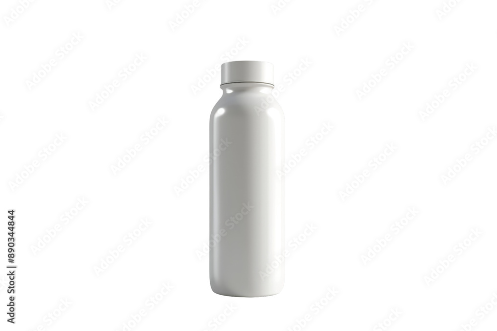White empty stainless thermo water bottle close-up White empty stainless thermo water bottle close-up