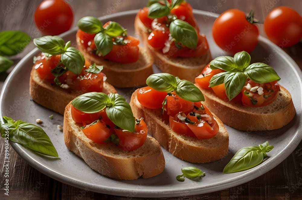 Italian bruschetta with tomatoes and basil. Italian bruschetta with tomatoes and basil.
