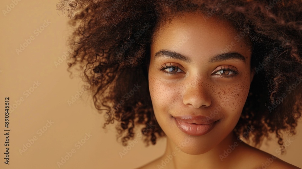 A woman with curly hair and a smile on her face A woman with curly hair and a smile on her face