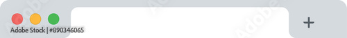 Blank web browser window with tab, toolbar and search field. Modern website, internet page in flat style. Browser mockup for computer, tablet and smartphone. Light and dark mode. Traffic light button