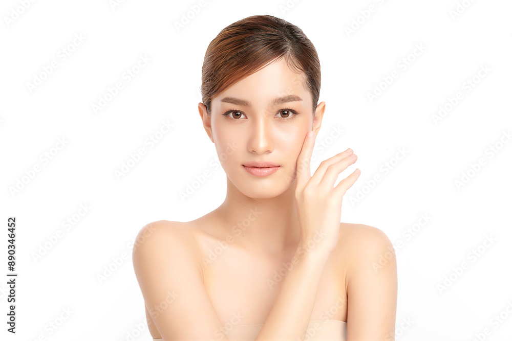 Beautiful young asian woman with clean fresh skin on white background, Face care, Facial treatment, Cosmetology, beauty and spa, Asian women portrait. Beautiful young asian woman with clean fresh skin on white background, Face care, Facial treatment, Cosmetology, beauty and spa, Asian women portrait.