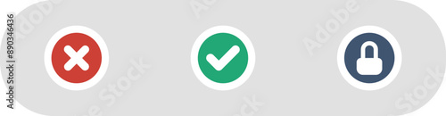 Approved decline Locked status UI Icons set. Interface icon collection for Web, mobile and app design.